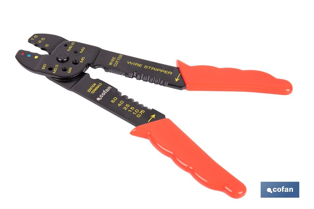 Crimping tool | For insulated terminals | Length: 200mm - Cofan