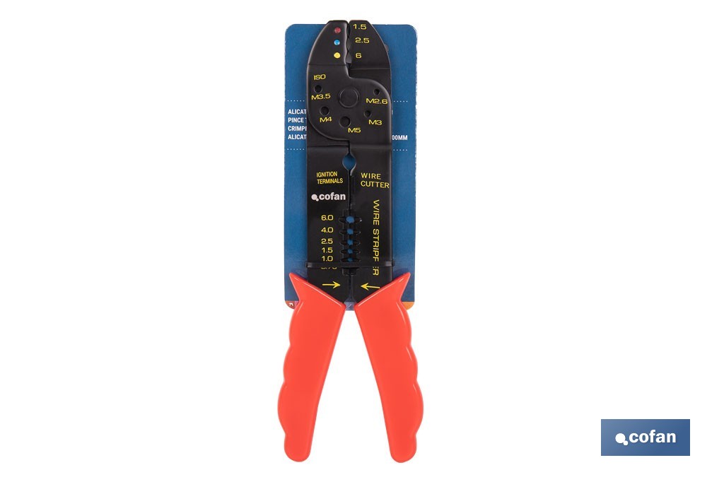 Crimping tool | For insulated terminals | Length: 200mm - Cofan