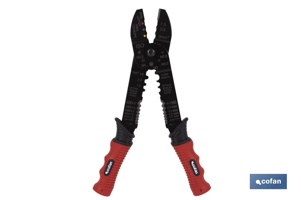 Crimping tool | For insulated and tinned terminals | Length: 220mm - Cofan