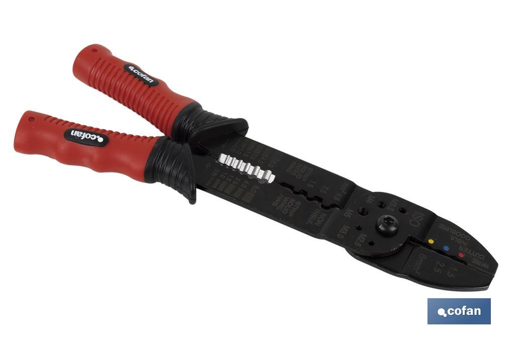 Crimping tool | For insulated and tinned terminals | Length: 220mm - Cofan