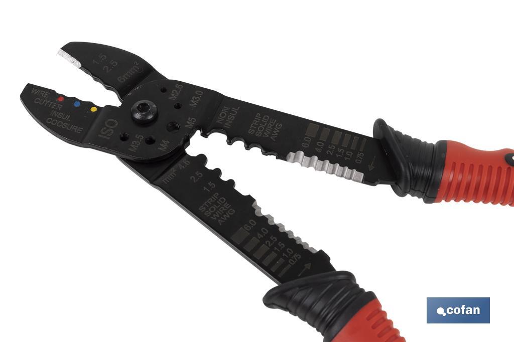 Alicates de Crimpar | Para terminales aislados y terminales Estáñados| Longitud 220 mm - Cofan