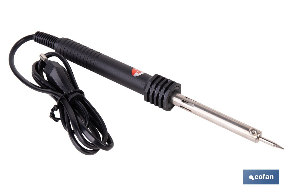 Soldador de estaño cilíndrico de 230 V con punta latón. Potencia 30 W o 60 W - Cofan