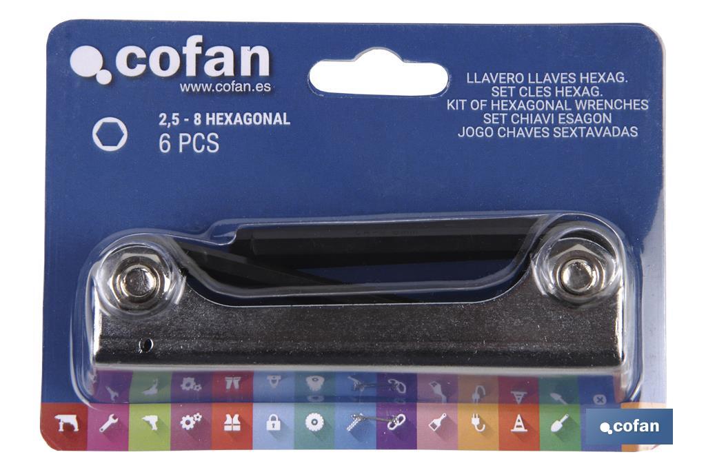 Set of hex keys | 6 pieces | Content: 2.5 - 3 - 4 - 5 - 6 - 8 - Cofan