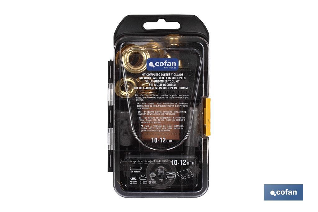 Kit completo de Ojetes y Ollaos | Diámetros de 10 y 12 mm | Apto para montajes - Cofan