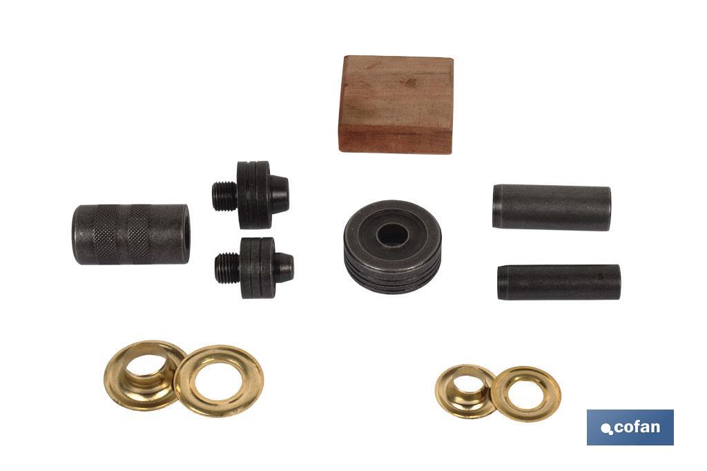 Complete kit of grommets and eyelets | Available diameters: 10 and 12mm | Suitable for assemblies - Cofan