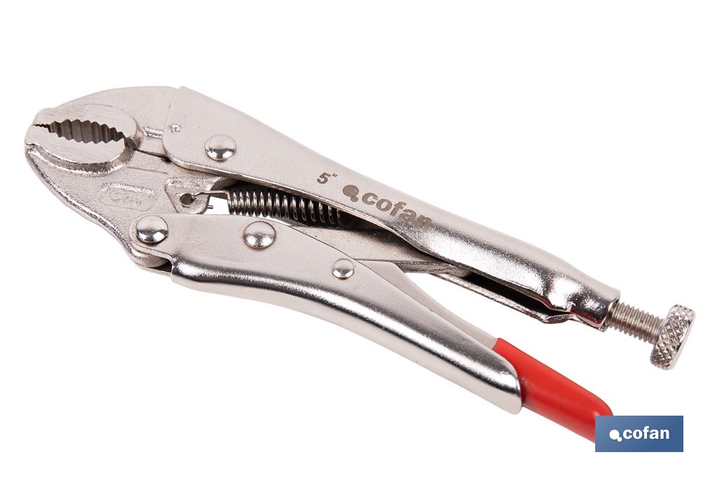 Vice grips with curved jaws | With wire cutter | Available in various lengths: from 4" to 10" - Cofan