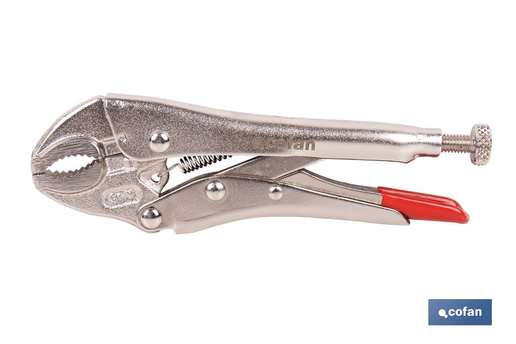 Vice grips with curved jaws | With wire cutter | Available in various lengths: from 4" to 10" - Cofan