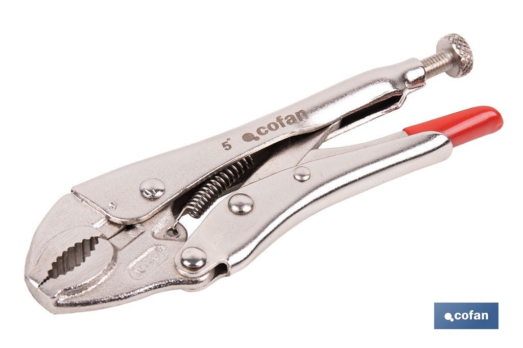 Vice grips with curved jaws | With wire cutter | Available in various lengths: from 4" to 10" - Cofan