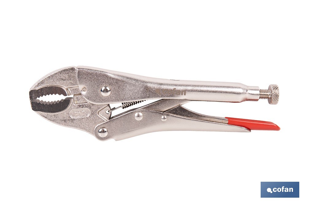 Vice grips with curved jaws | With wire cutter | Available in various lengths: from 4" to 10" - Cofan