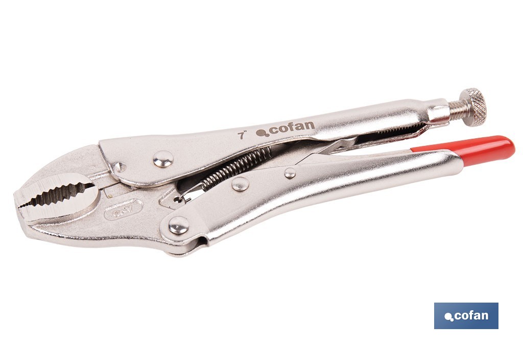 Vice grips with curved jaws | With wire cutter | Available in various lengths: from 4" to 10" - Cofan