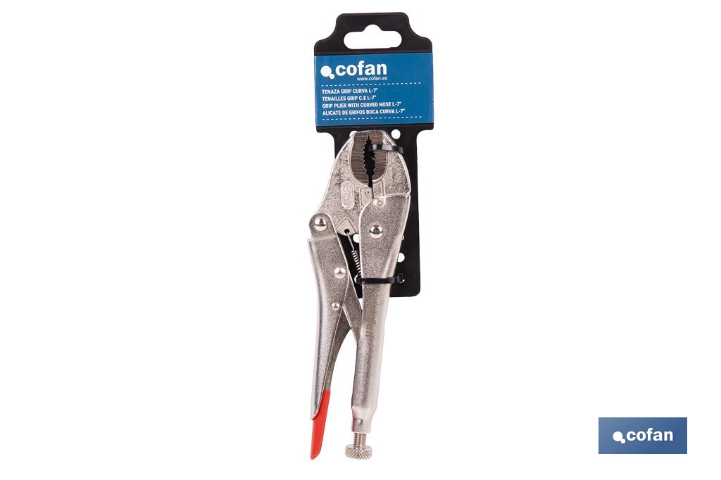 Vice grips with curved jaws | With wire cutter | Available in various lengths: from 4" to 10" - Cofan