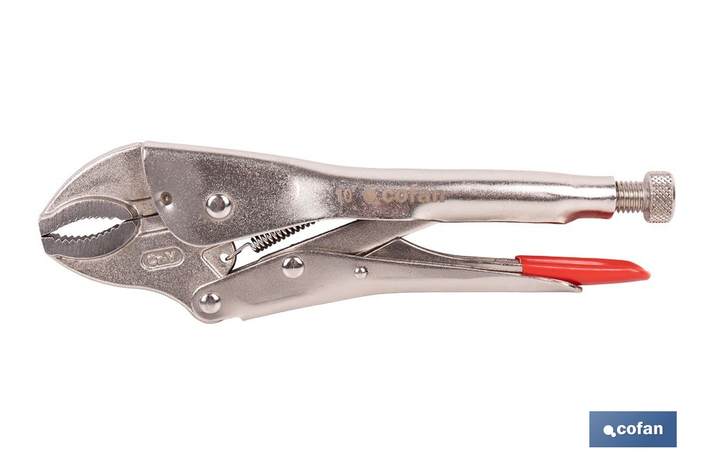 Vice grips with curved jaws | With wire cutter | Available in various lengths: from 4" to 10" - Cofan