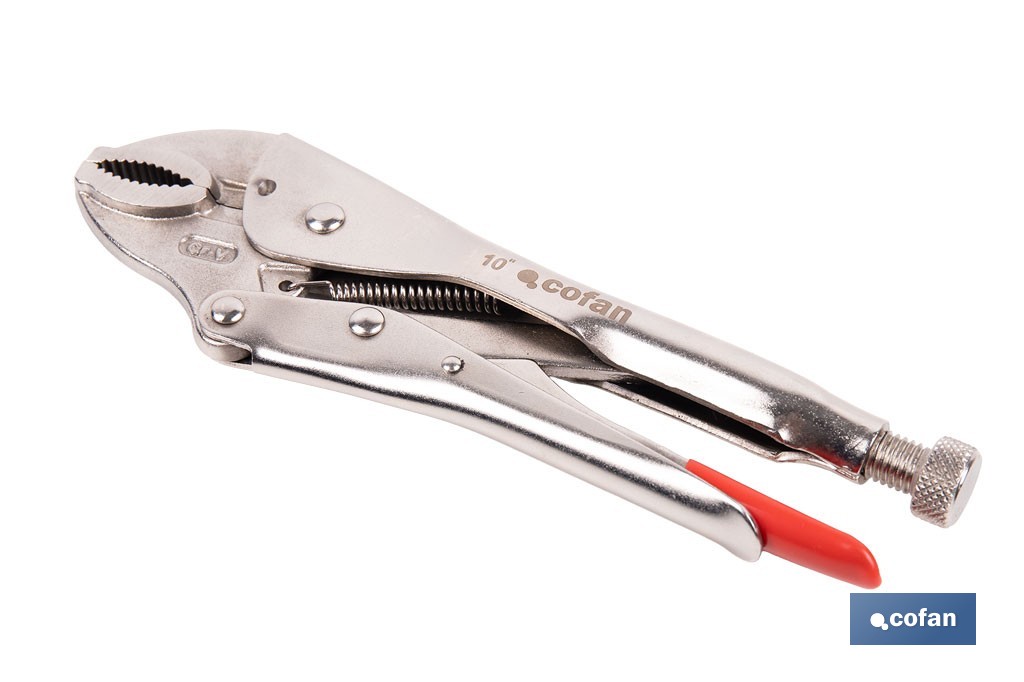 Vice grips with curved jaws | With wire cutter | Available in various lengths: from 4" to 10" - Cofan