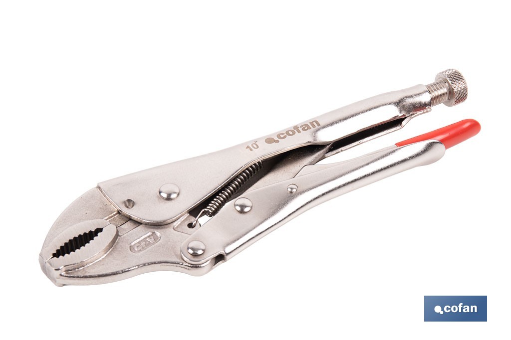 Vice grips with curved jaws | With wire cutter | Available in various lengths: from 4" to 10" - Cofan