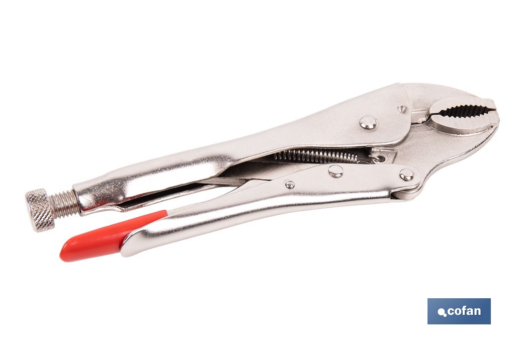 Vice grips with curved jaws | With wire cutter | Available in various lengths: from 4" to 10" - Cofan