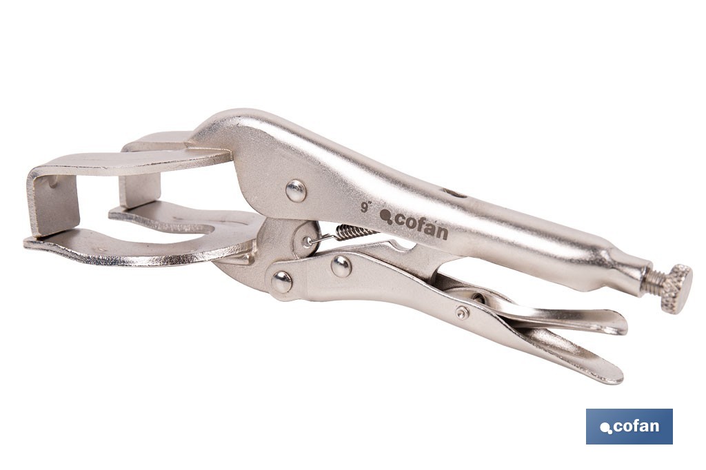 Locking pliers with jaws | Suitable for sheet metal plate | Length: from 8" to 11" - Cofan