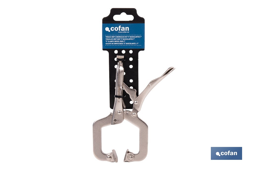 Tenaza grip con mordazas en "C" |  Mordazas basculantes | Con longitud en 18" - Cofan