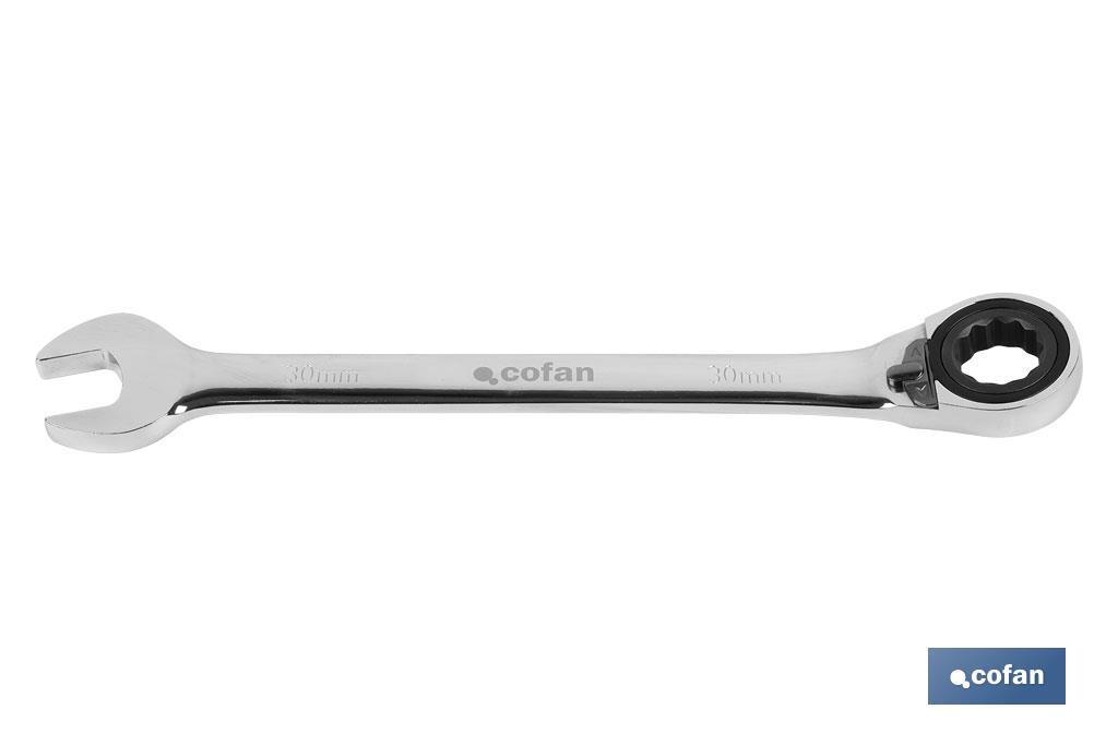 Combination spanner with reversible ratchet | Size from 8 to 32mm | Polished steel - Cofan