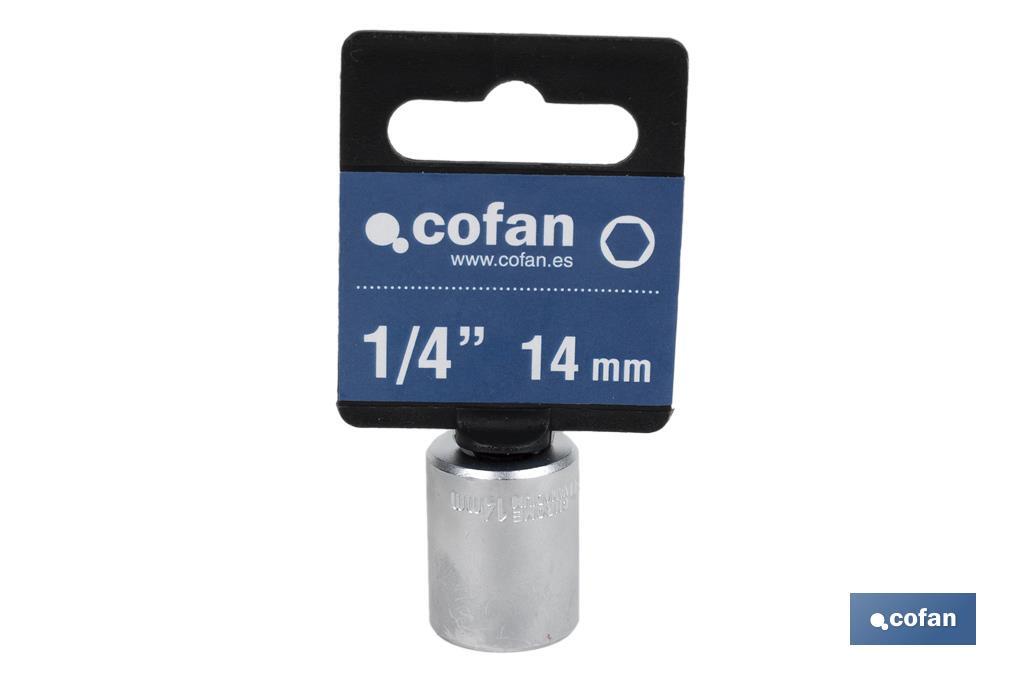 1/4" Drive socket | 6-point socket head | Size from 4 to 14mm - Cofan