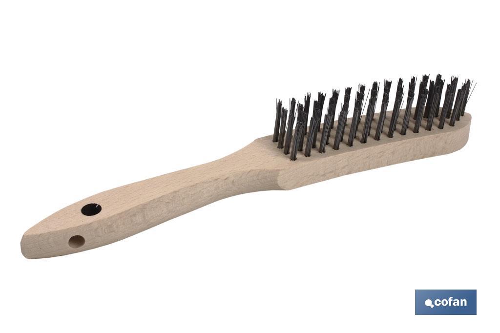 Brosse métallique pour soudures | Plusieurs lignes | Acier avec manche en bois - Cofan