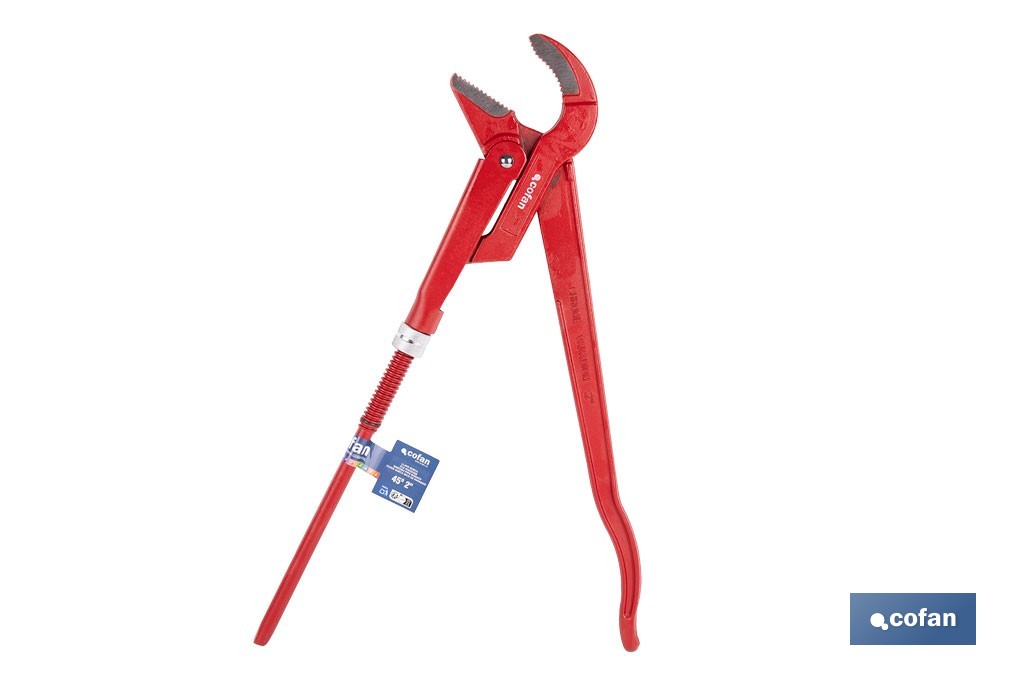 Swedish pattern pipe wrench | 45° opening | Available sizes from 1/2" to 2" outdoor | For pipes | Adjustable wrench - Cofan