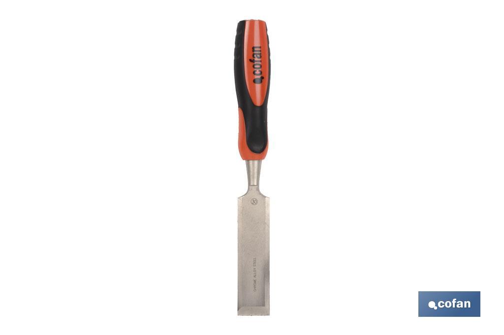 Bevel edge chisel with bi-material handle | Resharpened chromed blade | Available sizes from 6 to 35mm - Cofan