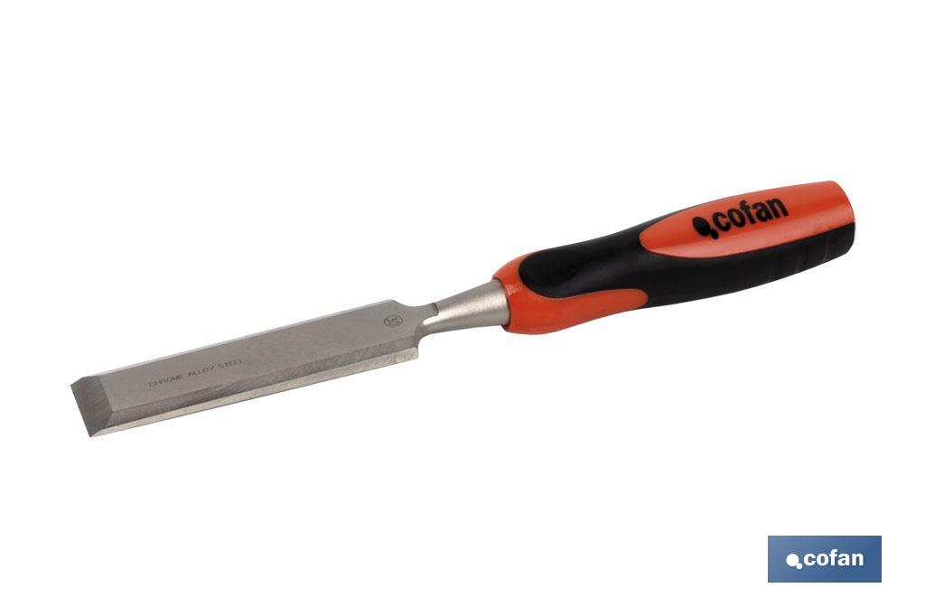 Bevel edge chisel with bi-material handle | Resharpened chromed blade | Available sizes from 6 to 35mm - Cofan