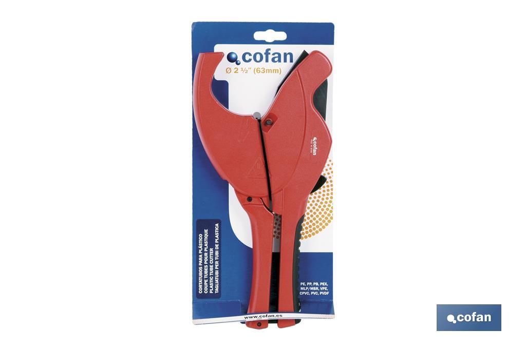 Pipe shears for plastic pipes | Diameter: 63mm (2" 1/2) | Instant Change System (ICS) - Cofan