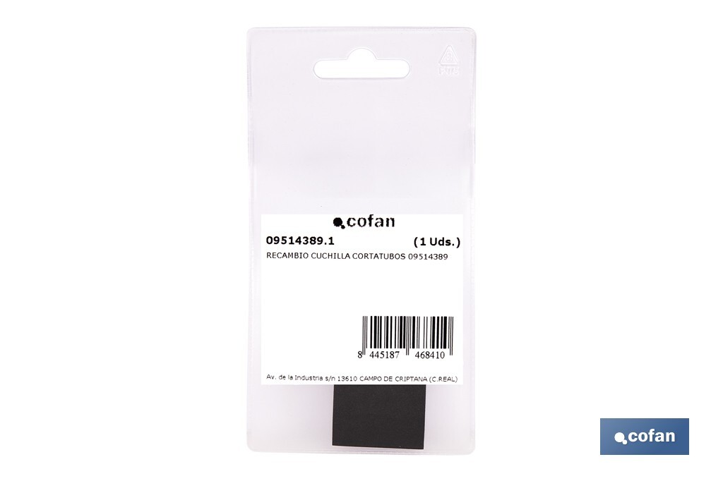 Recambio de cuchilla para tijeras cortatubos multicapa | Material: acero inoxidable | Recubrimiento PTFE | Medidas: 145 x 80 x 1 mm - Cofan