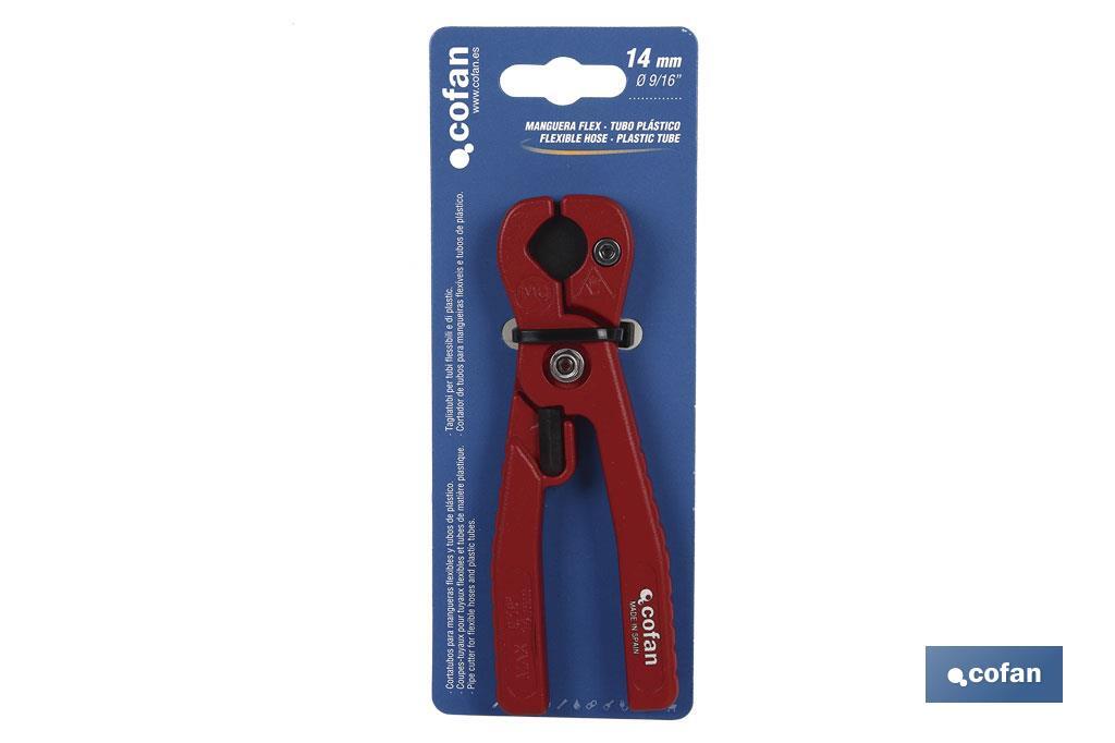 Hose cutter | Size: 14mm (9/16") | Suitable for PVC tubes, hoses and pipes - Cofan
