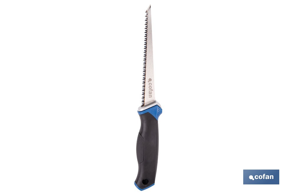 Serrucho para pladur y escayola con hoja de acero SK5 | Mango ergonómico y punta afilada | Corte preciso y rápido en yeso, cartón y escayola - Cofan