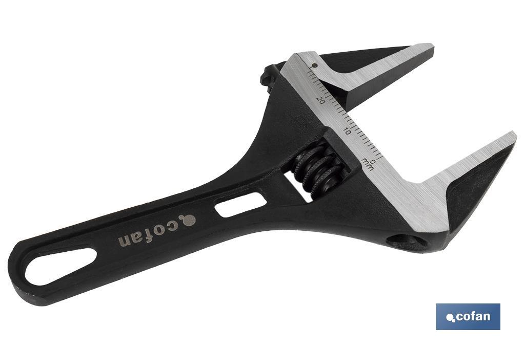 Short adjustable wrench, wide jaw opening - Cofan