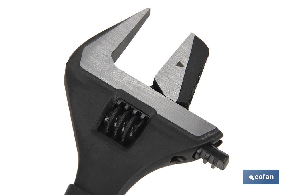 Llave ajustable reversible de gran apertura | Con moleta central. Mango fabricado en goma de gran confort | Medidas 8" (200 mm) - Cofan