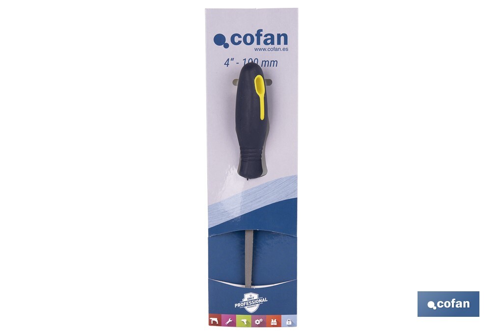 Slim triangular file | Dead smooth model | Available in two sizes | Replaceable and ergonomic handle - Cofan