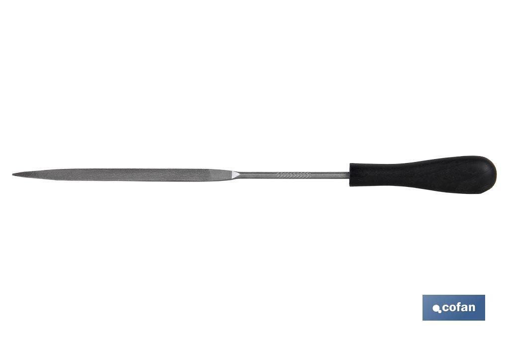 Pointed parallel needle file | Length: 6" | Rubber handle | Smooth model - Cofan