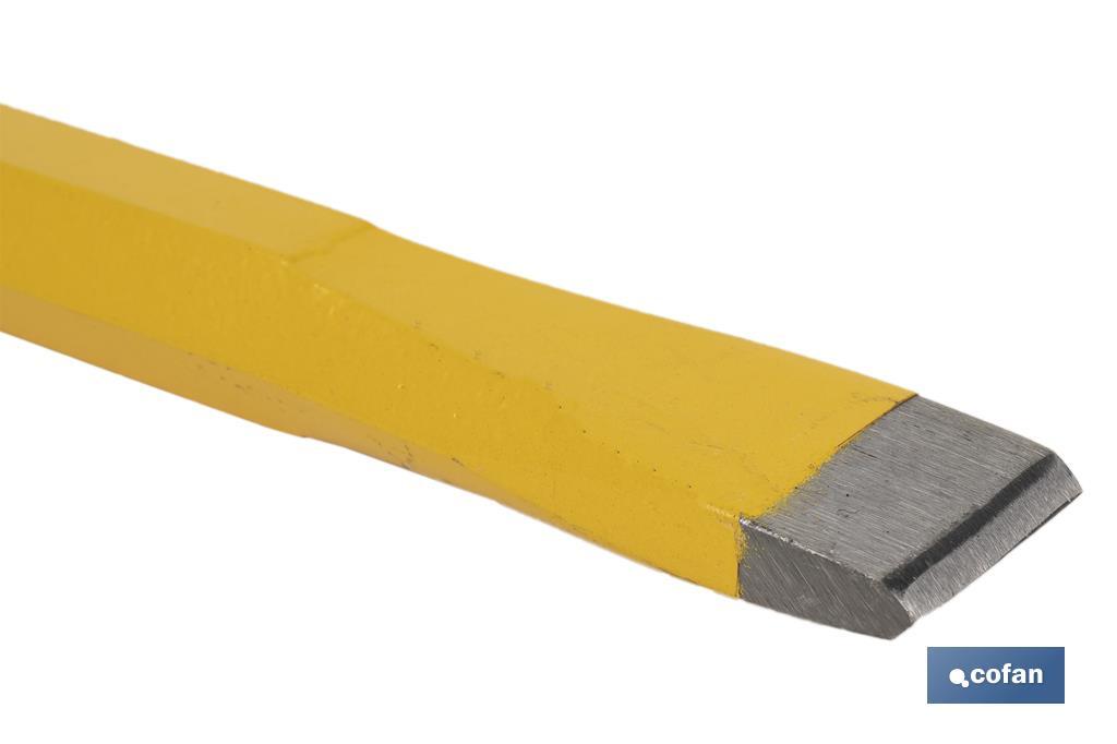 Flat chisel with hex shank | With no protective handle | Available in various sizes | Steel - Cofan