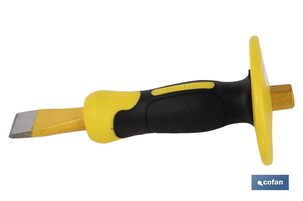 Flat chisel with hex shank | With protective handle | Available in various sizes | Steel - Cofan