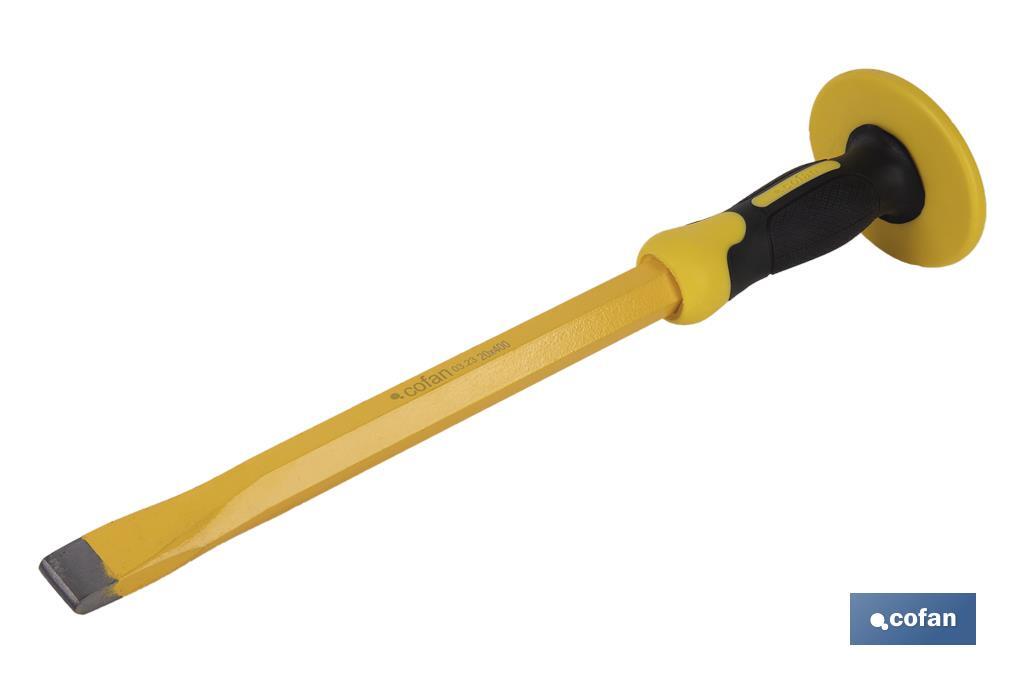 Flat chisel with hex shank | With protective handle | Available in various sizes | Steel - Cofan