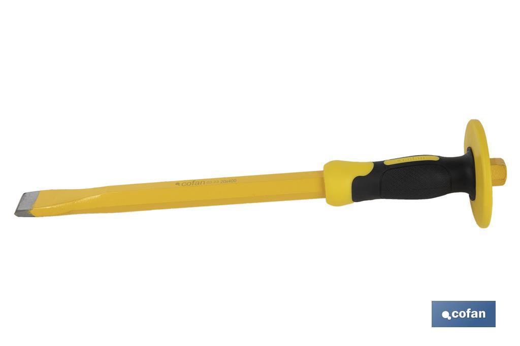 Flat chisel with hex shank | With protective handle | Available in various sizes | Steel - Cofan