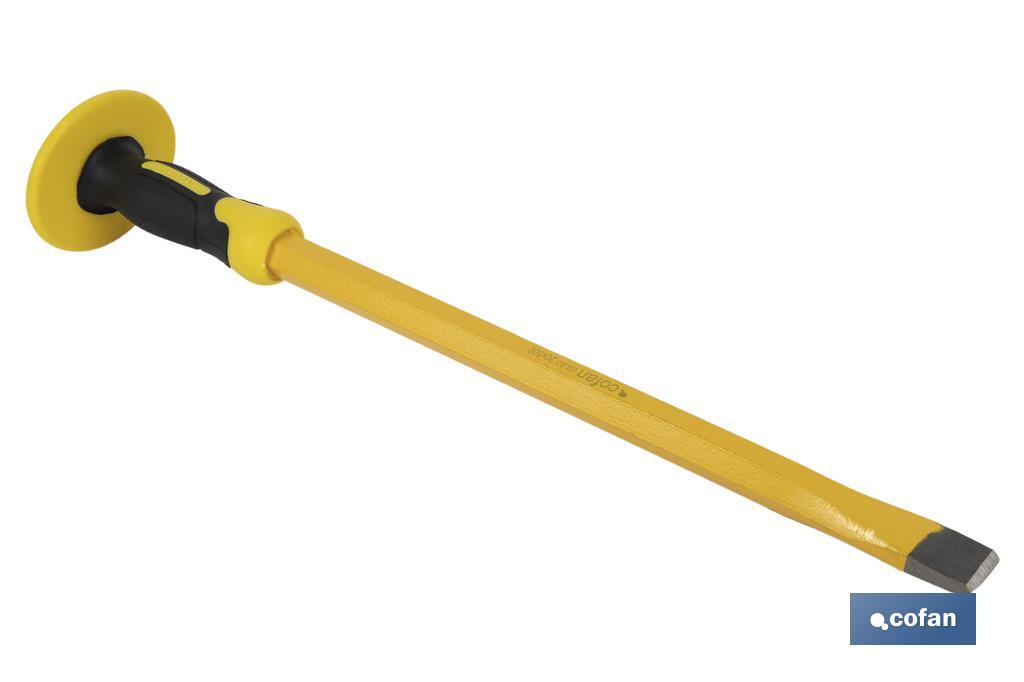 Flat chisel with hex shank | With protective handle | Available in various sizes | Steel - Cofan