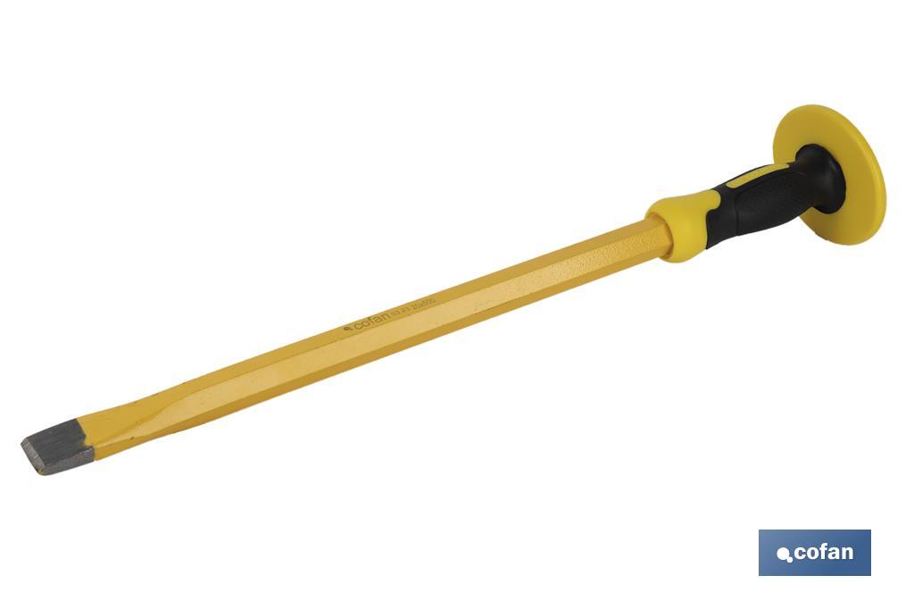 Flat chisel with hex shank | With protective handle | Available in various sizes | Steel - Cofan