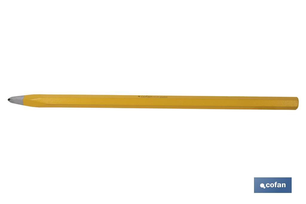 Puntero de construcción sin mango protector | Medidas desde 16 x 200 mm hasta 20 x 500 mm - Cofan