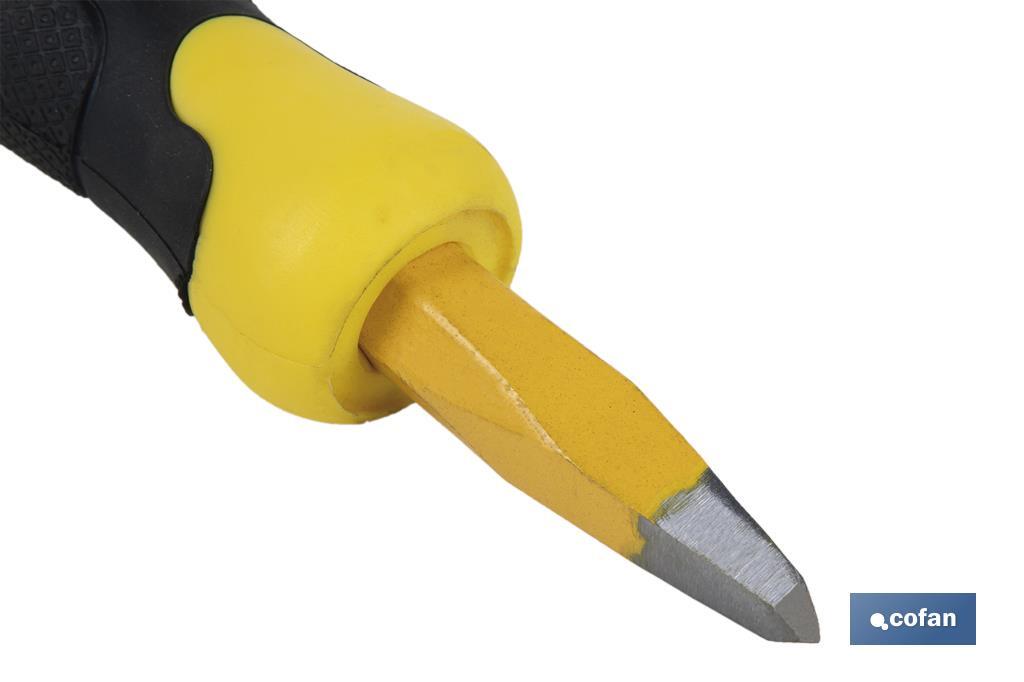 Point head chisel with hex shank | With protective handle | Available in various sizes | Steel - Cofan