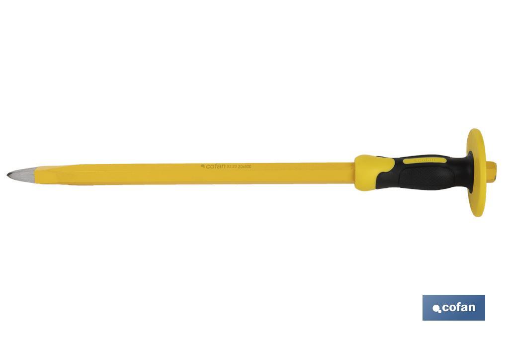 Point head chisel with hex shank | With protective handle | Available in various sizes | Steel - Cofan