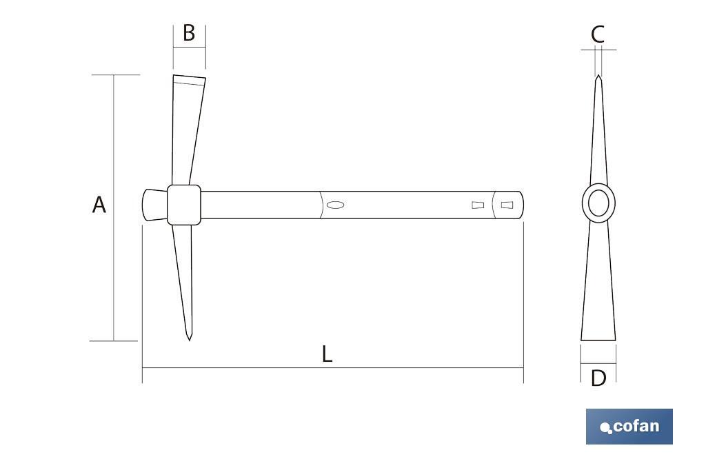 Pick or pickaxe | Fibreglass handle | Weight: 500g - Cofan