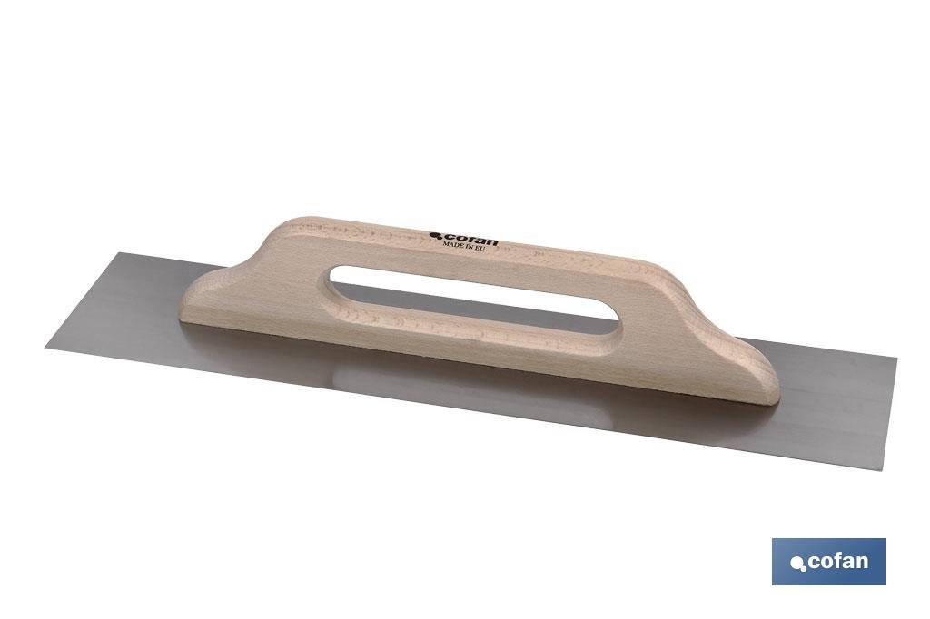 Extra-long micro-concrete trowel | Size: 500 x 120 x 0.4mm | Stainless steel | Wooden handle - Cofan