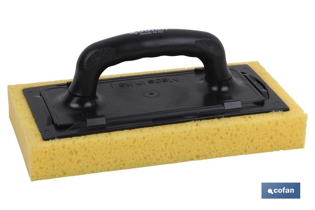 Sponge float | Suitable for cleaning tiles | Size: 280 x 140 x 30mm | Polyethylene handle - Cofan