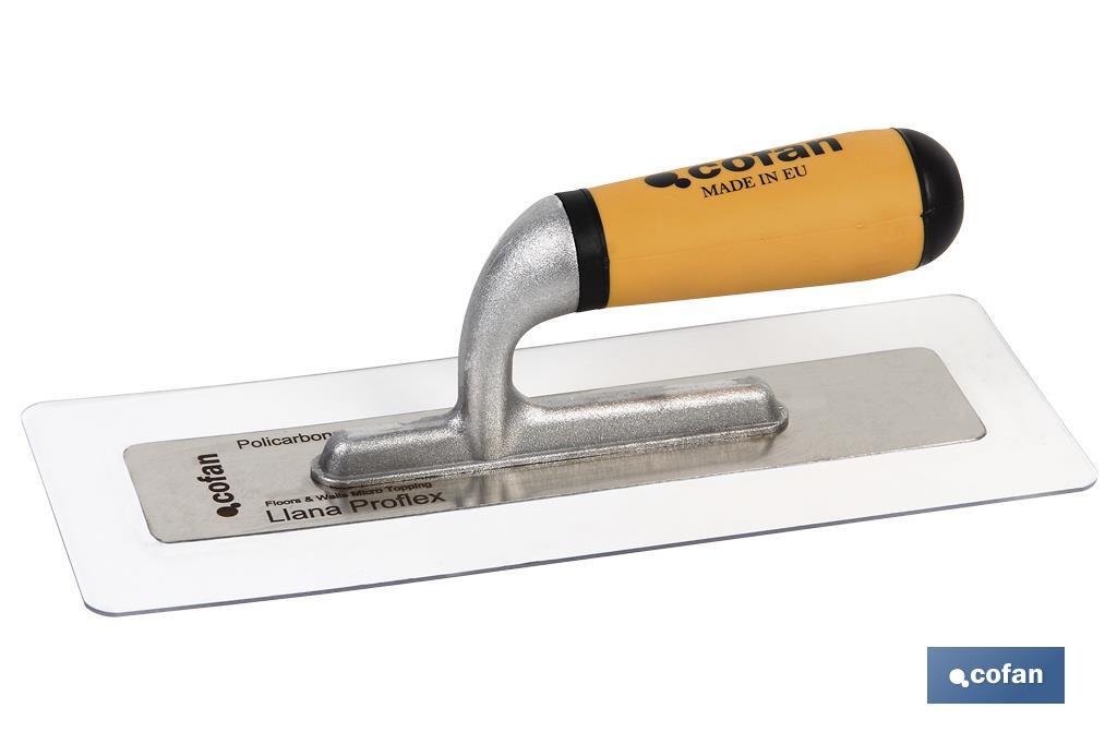 Llana proflex de policarbonato y acero inoxidable y aluminio | Mango bicomponente | Con medidas 280 X 115 X 1,5 mm - Cofan