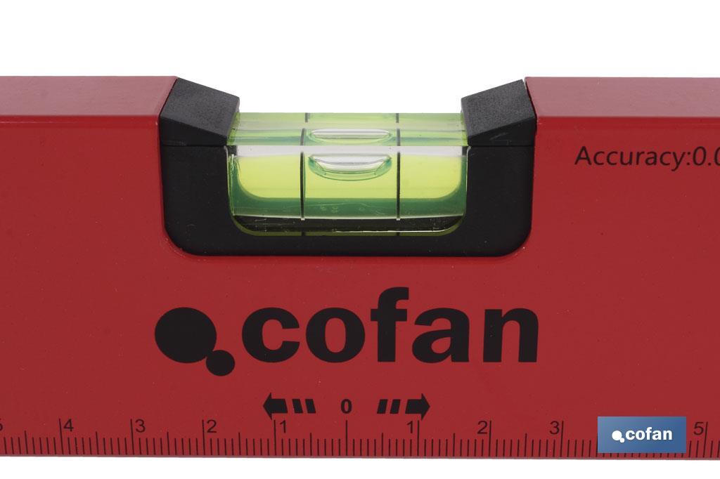 Nivel de aluminio | Medidas desde 300 hasta 1500 mm | Nivel de 3 burbujas para facilitar la nivelación - Cofan