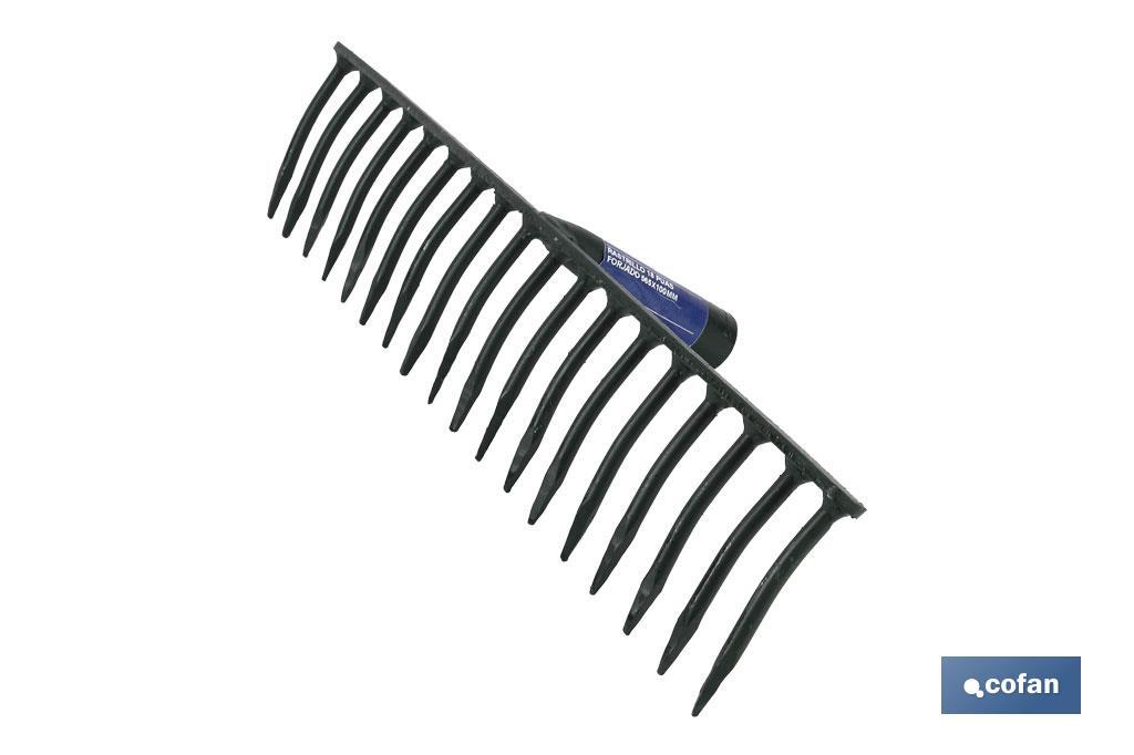 Garden rake forged in special steel | Handle not included | Available in 18 tines - Cofan